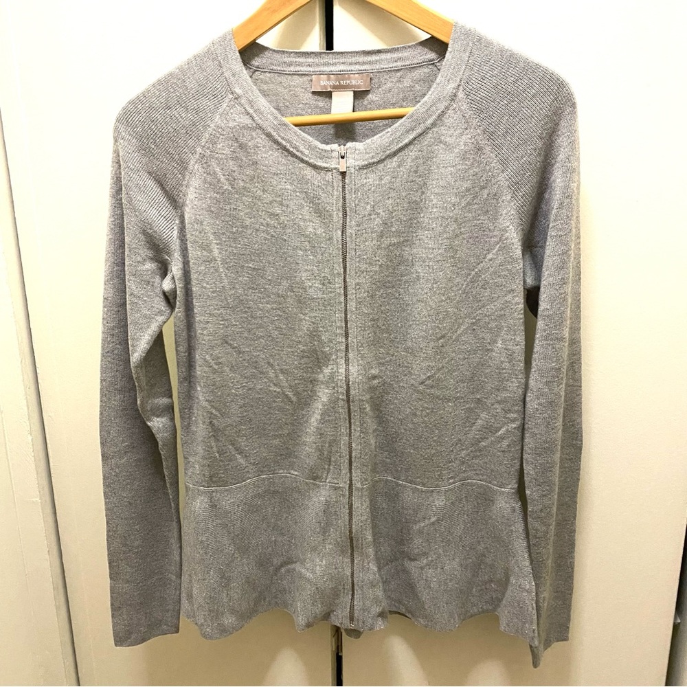 Banana Republic Zip Up Peplum Wool Blend Sweater